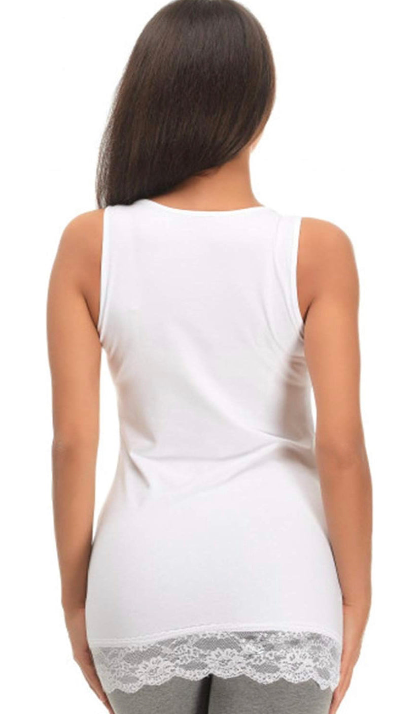 Canotta Donna Jadea 4328 spalla larga e spalla sottile in cotone elasticizzato inserti in pizzo