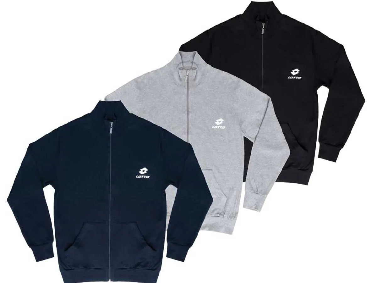 Felpa uomo manica lunga in cotone garzato full zip LA1103 Lotto