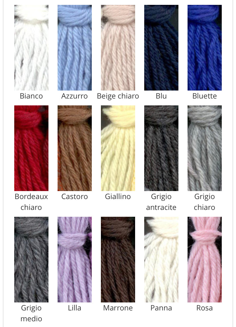 Wool: 50% pure virgin wool 50% acrylic