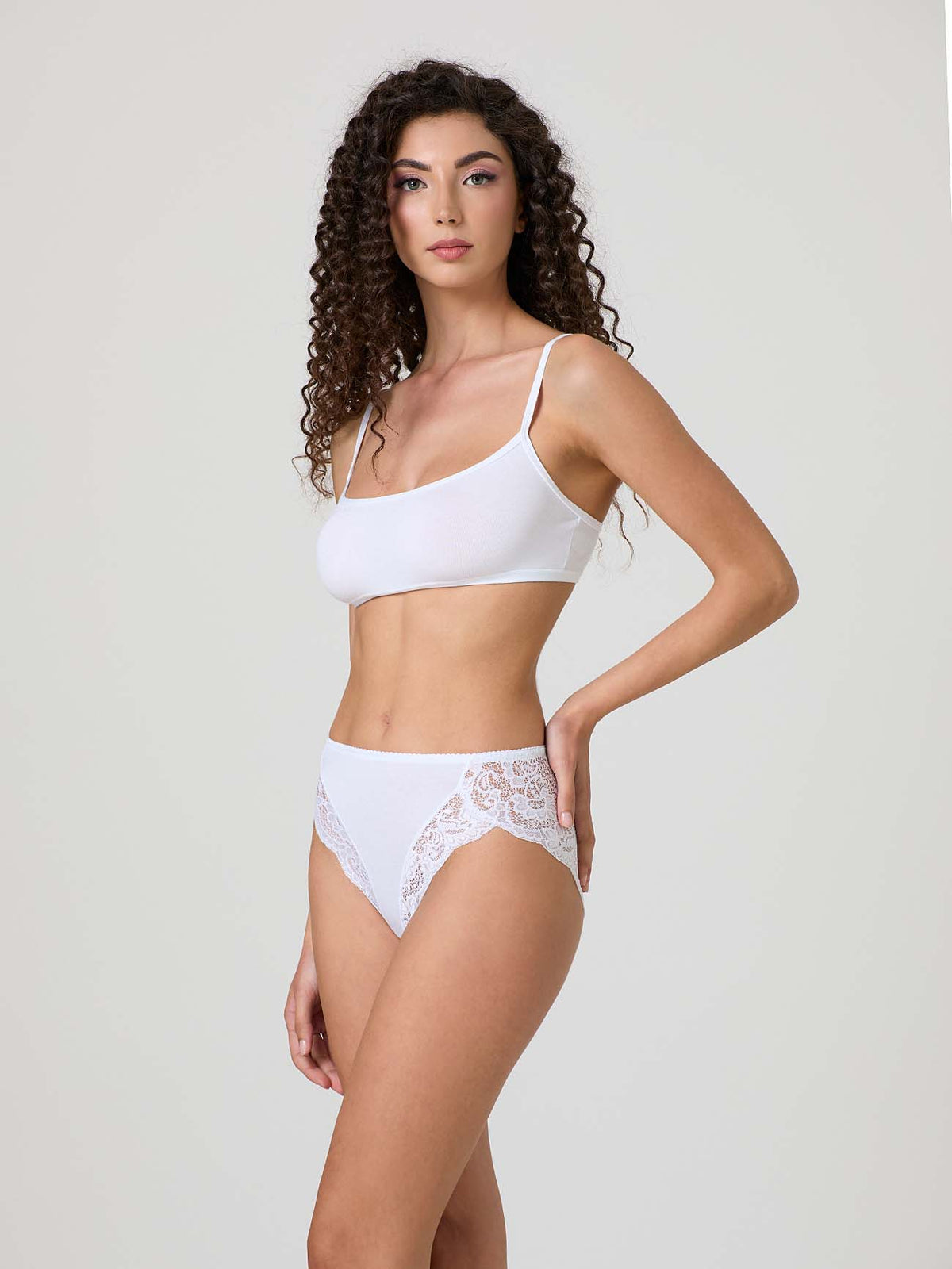 SLIP IN COTONE MODAL CON BORDO A SMERLO E PIZZO vita media jadea 530