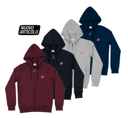 Full Zip Felpa Lotto LA1020 Felpato Con Cappuccio e Tasche Laterali